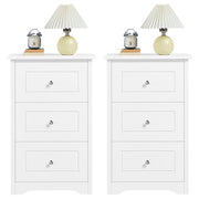 Set of 2 End Table w/three Drawers Wooden 3 Drawer Modern Tall End Table