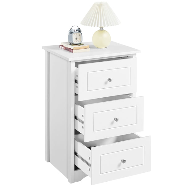 Set of 2 End Table w/three Drawers Wooden 3 Drawer Modern Tall End Table
