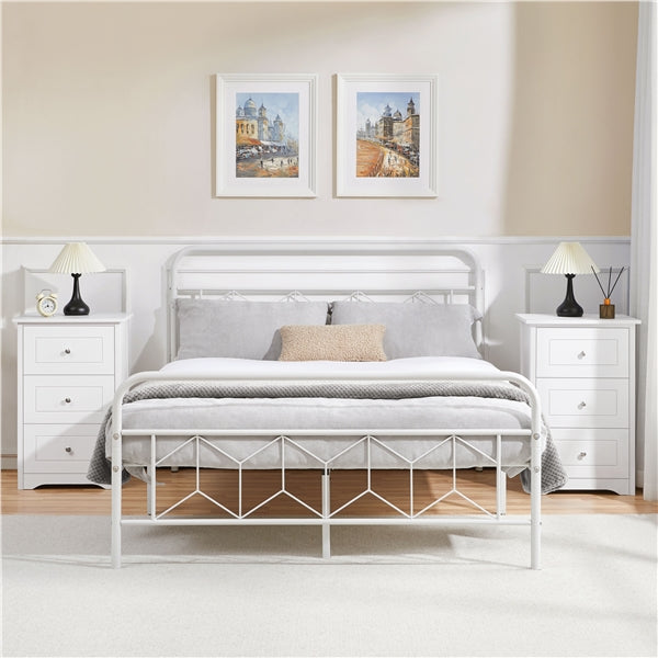Set of 2 End Table w/three Drawers Wooden 3 Drawer Modern Tall End Table
