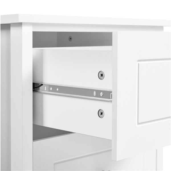 Set of 2 End Table w/three Drawers Wooden 3 Drawer Modern Tall End Table