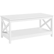 2-Tier Coffee Table with Storage Shelf Accent Cocktail Table