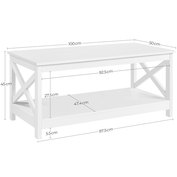 2-Tier Coffee Table with Storage Shelf Accent Cocktail Table