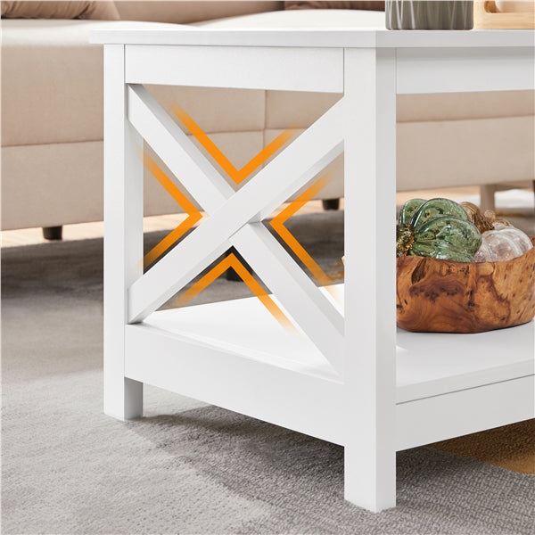 2-Tier Coffee Table with Storage Shelf Accent Cocktail Table