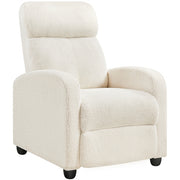 Boucle Recliner Chair – Cozy Ivory Fabric Armchair with Adjustable Footrest