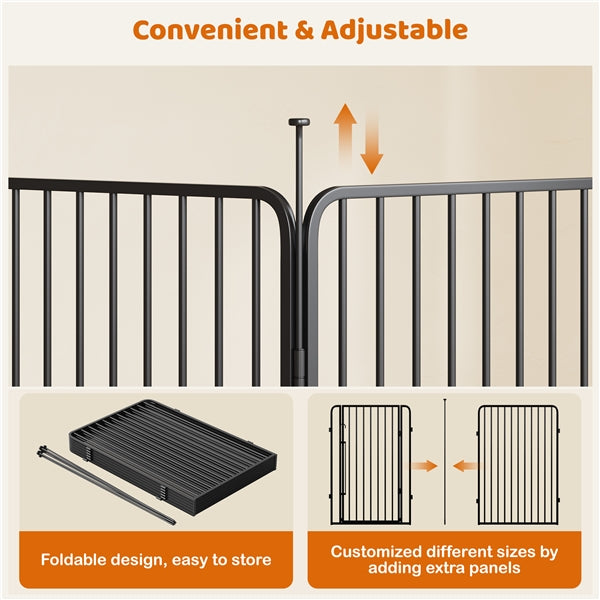 12 Panels Heavy Duty Iron Dog Cat Exercise Barrier Fence Dog Pen Playpen
