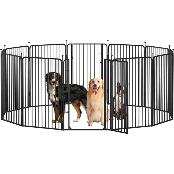 12 Panels Heavy Duty Iron Dog Cat Exercise Barrier Fence Dog Pen Playpen