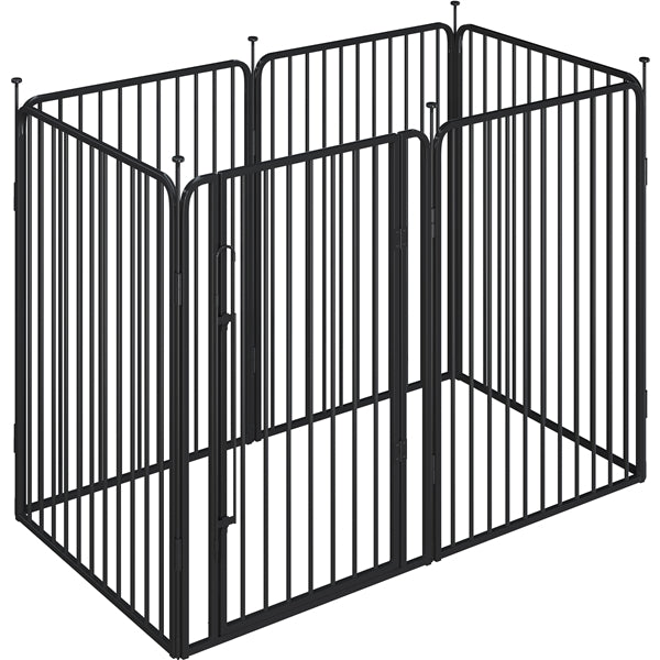 39.5"/100cm Dog Playpen Panels, Black Iron Round Tube Fence w/Door Dog Pen Fence