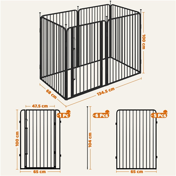 12 Panels Heavy Duty Iron Dog Cat Exercise Barrier Fence Dog Pen Playpen
