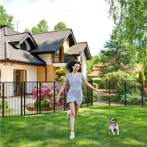 12 Panels Heavy Duty Iron Dog Cat Exercise Barrier Fence Dog Pen Playpen