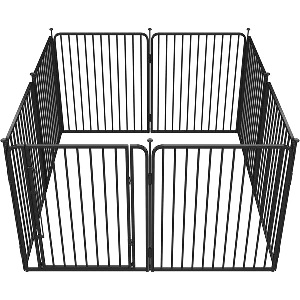 8 Panels Puppy Playpen Metal Pet Fence with Door Round Tube for Pet Pen