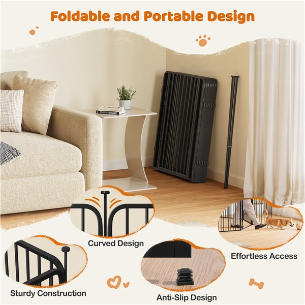 8 Panels Puppy Playpen Metal Pet Fence with Door Round Tube for Pet Pen