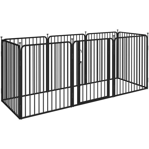 8 Panels Puppy Playpen Metal Pet Fence with Door Round Tube for Pet Pen
