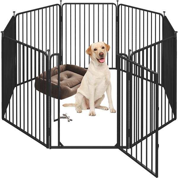 8 Panels Puppy Playpen Metal Pet Fence with Door Round Tube for Pet Pen