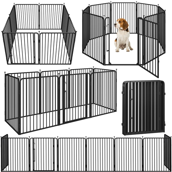 8 Panels Puppy Playpen Metal Pet Fence with Door Round Tube for Pet Pen