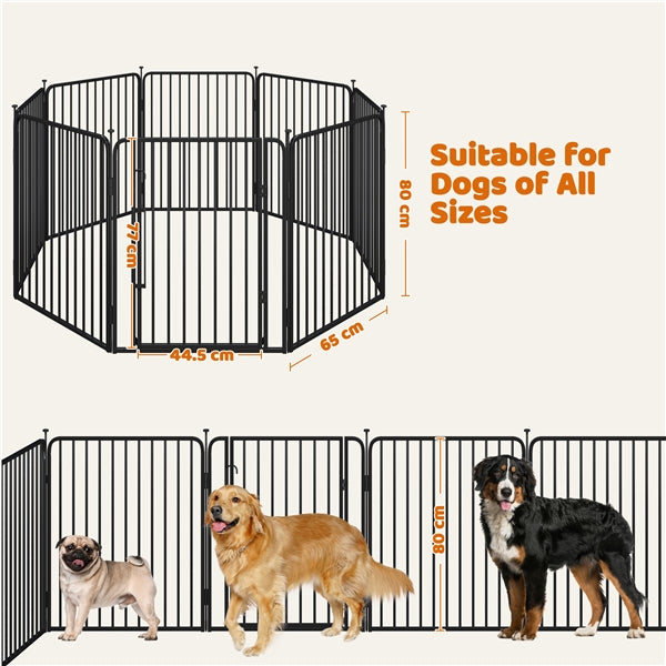 8 Panels Puppy Playpen Metal Pet Fence with Door Round Tube for Pet Pen