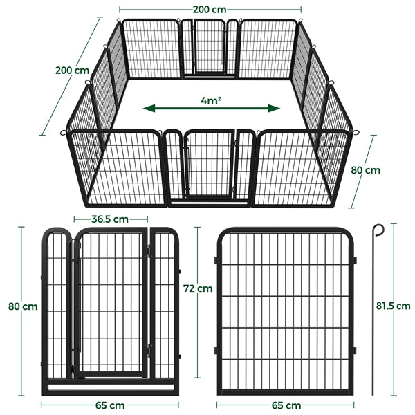Set of 2- 12 Panels Dog Cat Exercise Barrier Outdoor Indoor Fence w/Door Dog Playpen Dog Pen