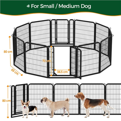 12 Panels Heavy Duty Metal Dog Pen Pet Playpen Pet Fence