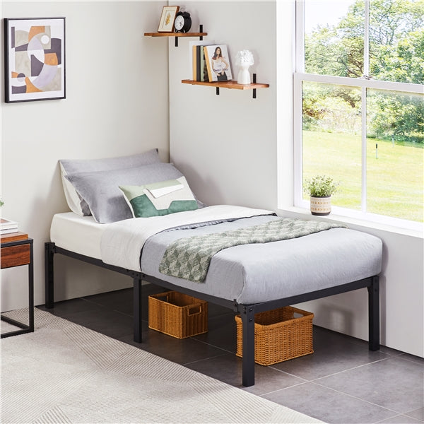 Metal Platform Bed Frame with Heavy Duty Steel Slat Support