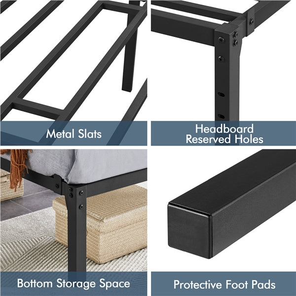 Metal Platform Bed Frame with Heavy Duty Steel Slat Support