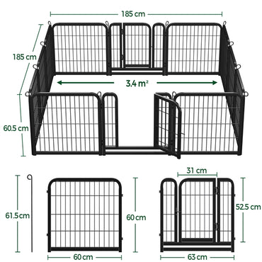 Set of 2 -24″ Tall 12 Panels Dog Playpen Dog Pen Pet Fence