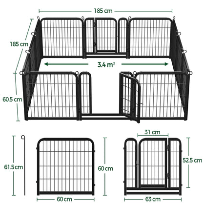 Set of 2 -24″ Tall 12 Panels Dog Playpen Dog Pen Pet Fence