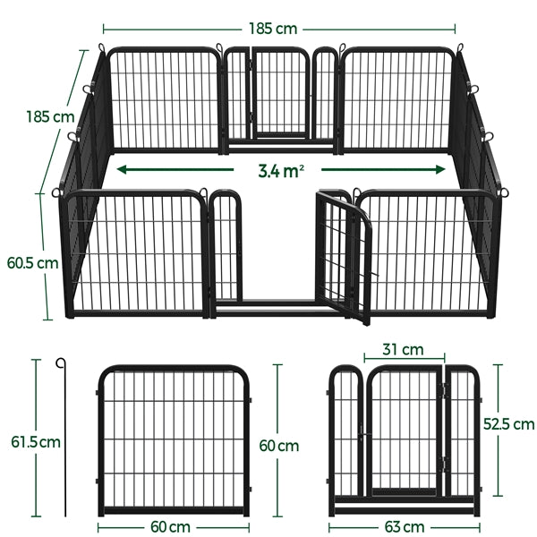 12 panels 60cm Tall Dog Playpen Panels Dog Pen Pet Exercise Barrier