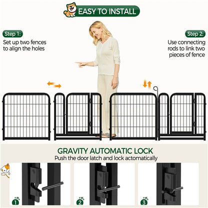 Set of 2 -24″ Tall 12 Panels Dog Playpen Dog Pen Pet Fence