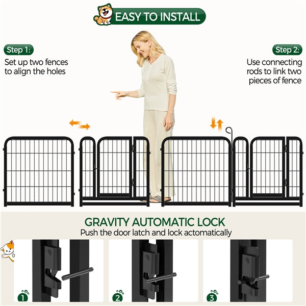 12 panels 60cm Tall Dog Playpen Panels Dog Pen Pet Exercise Barrier
