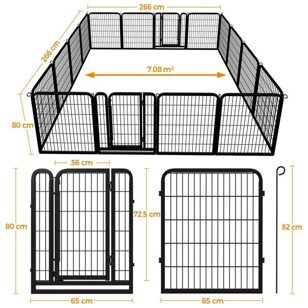 16 Panels Heavy Duty Dog Pen Playpen Dog Fence