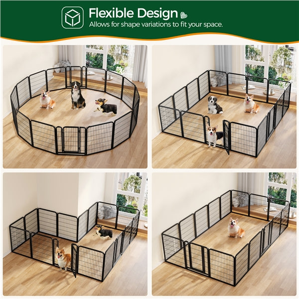 16 Panels Dog Playpen Pet Playpen Steel Dog Cat Exercise Barrier Outdoor Indoor
