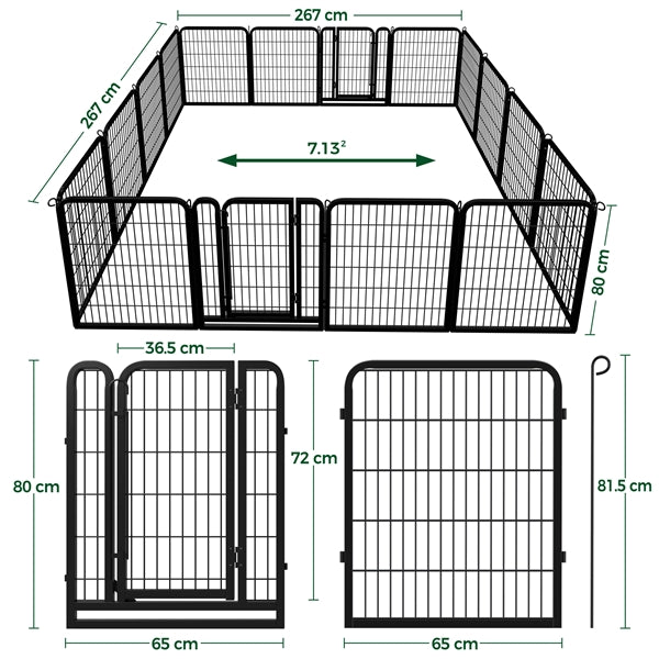 16 Panels Dog Playpen Pet Playpen Steel Dog Cat Exercise Barrier Outdoor Indoor