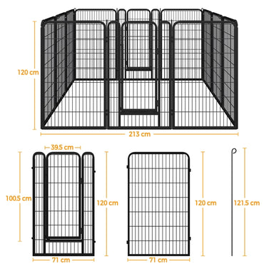 12 Panels Iron Dog Cat Exercise Barrier Dog Pen Dog Playpen