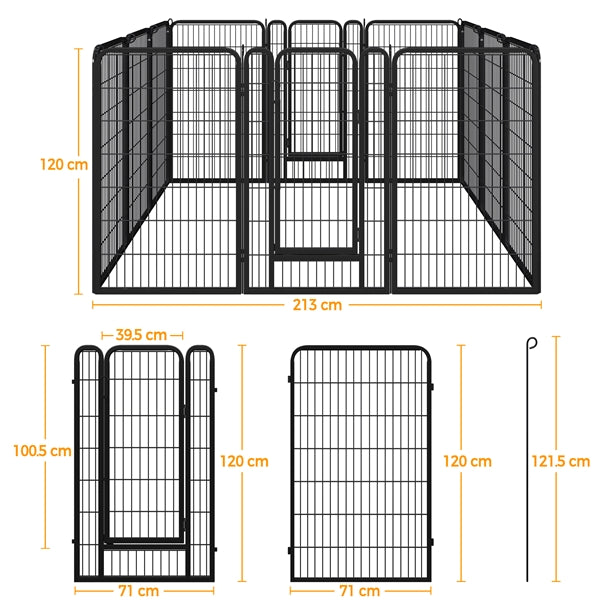 12 Panels Iron Dog Cat Exercise Barrier Dog Pen Dog Playpen
