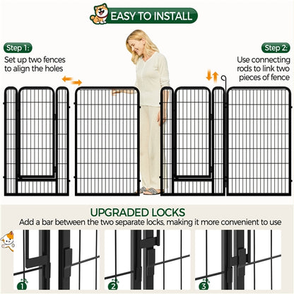 12 Panels Iron Dog Cat Exercise Barrier Dog Pen Dog Playpen