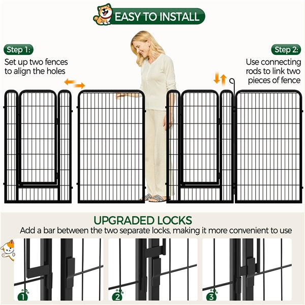 12 Panels Iron Dog Cat Exercise Barrier Dog Pen Dog Playpen
