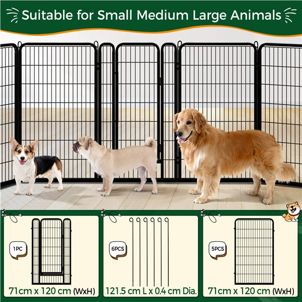 Set of 3 - 6 Panels Heavy Duty Dog Playpen Metal Dog Pen Pet Fence