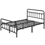 Full Szie Vintage Iron Platform Bed with High Headboard and Footboard
