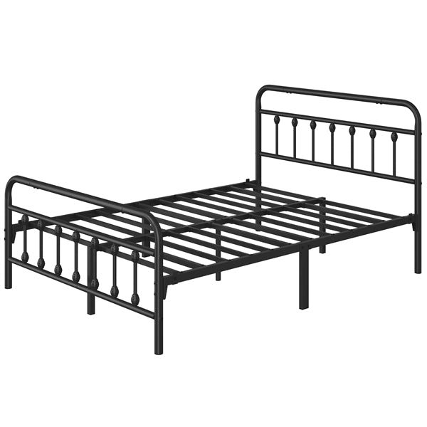 Full Szie Vintage Iron Platform Bed with High Headboard and Footboard