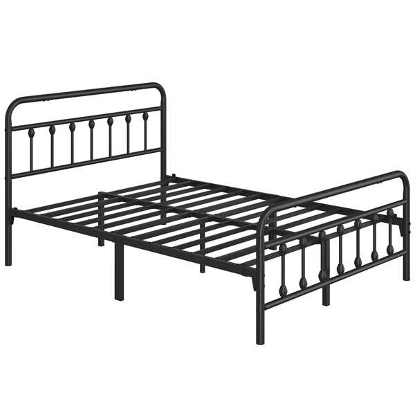 Full Szie Vintage Iron Platform Bed with High Headboard and Footboard