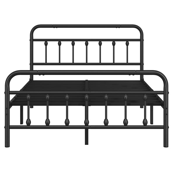 Full Szie Vintage Iron Platform Bed with High Headboard and Footboard