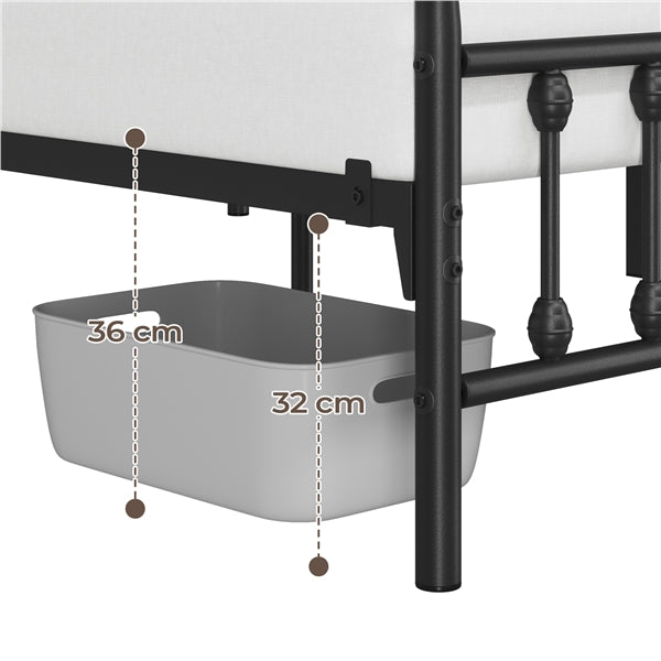 Full Szie Vintage Iron Platform Bed with High Headboard and Footboard
