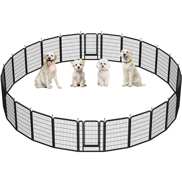 Set of 3 80cm Tall Dog Playpen Panels Puppy Playpen Metal Pet Fence with Door