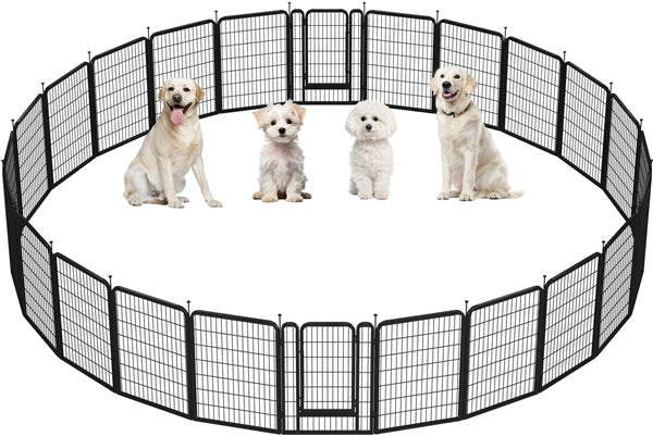 Set of 3 80cm Tall Dog Playpen Panels Puppy Playpen Metal Pet Fence with Door
