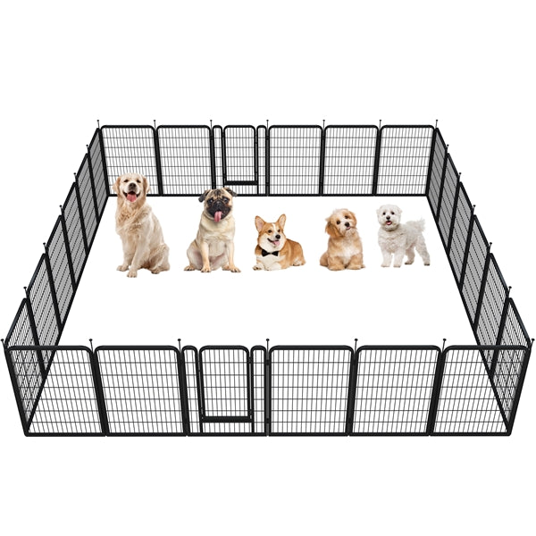 Set of 3 80cm Tall Dog Playpen Panels Puppy Playpen Metal Pet Fence with Door