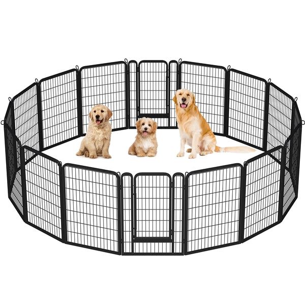 16 Panels Metal Dog Playpen Metal Pet Pen Exercise Barrier Outdoor Indoor Fence