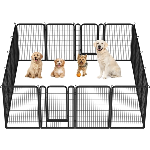16 Panels Metal Dog Playpen Metal Pet Pen Exercise Barrier Outdoor Indoor Fence