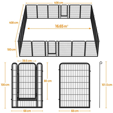 24 Panels 100cm Heavy Duty Dog Pen Pet Playpen Dog Fence