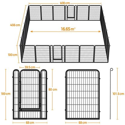 24 Panels 100cm Heavy Duty Dog Pen Pet Playpen Dog Fence