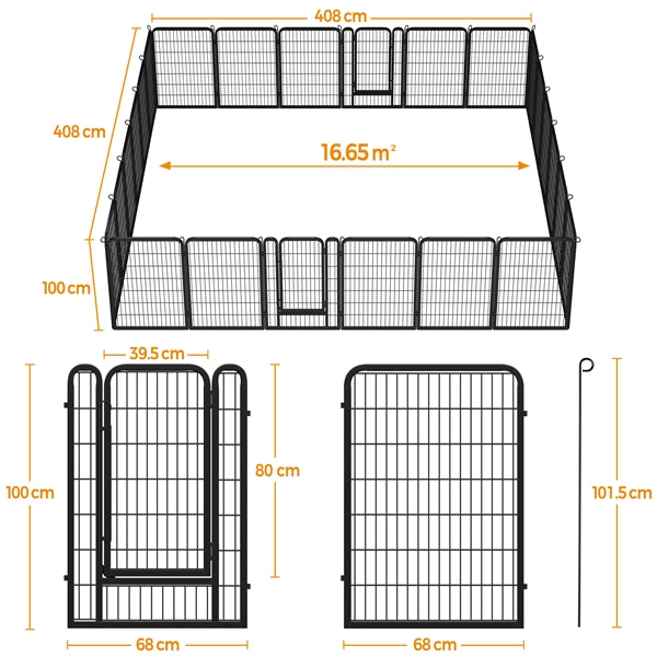 24 Panels 100cm Heavy Duty Dog Pen Pet Playpen Dog Fence