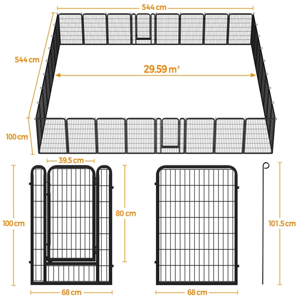 32 Panels Metal Pet Playpen Dog Pen PlayPen Pet Fence
